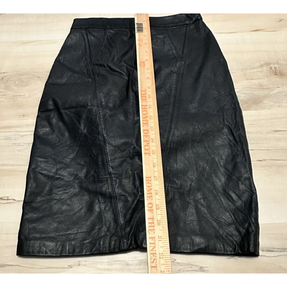 Ada Women 7 Skirt Leather Black Pencil Straight Lined Vintage Best fits 2 - Picture 9 of 9